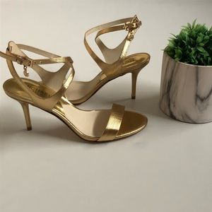MICHAEL Michael Kors Gold Strap Open Toe Heels